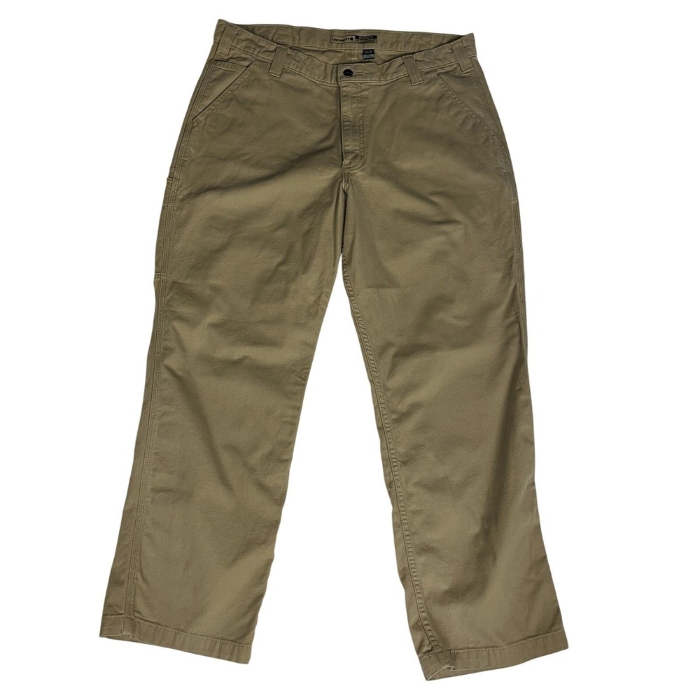 Carhartt Relaxed Fit Men's Rugged Flex  Canvas Workwear Pants 38x30 Beige Cotton
